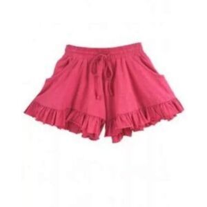 NWT Paper Wings boutique organic cotton dark knit pink ruffle loose shorts 14/12